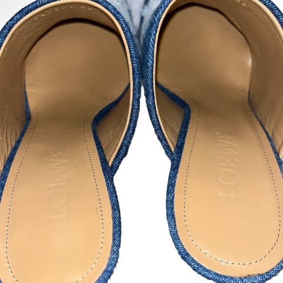 LOEWE Denim Clog Mules Blue White Heels Distressed Jeans Boho EU 40 US 10 new - Picture 10 of 12